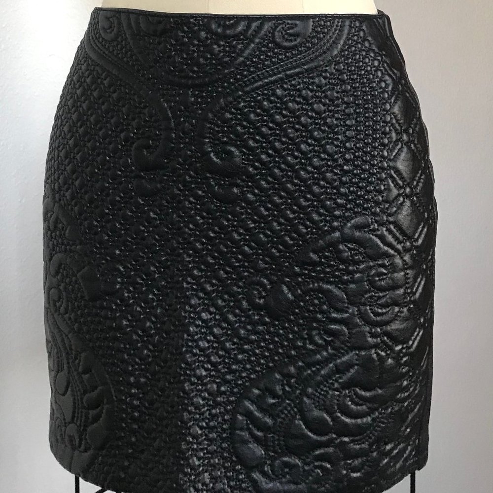 Embossed Faux leather  Black mini Skirt, Sz 4